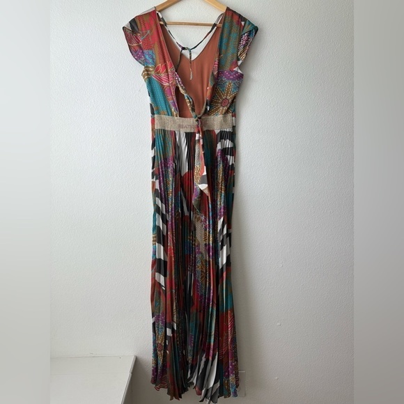 BEATRICE B./ Pleated multicolor abstract print midi dress - Picture 5 of 12